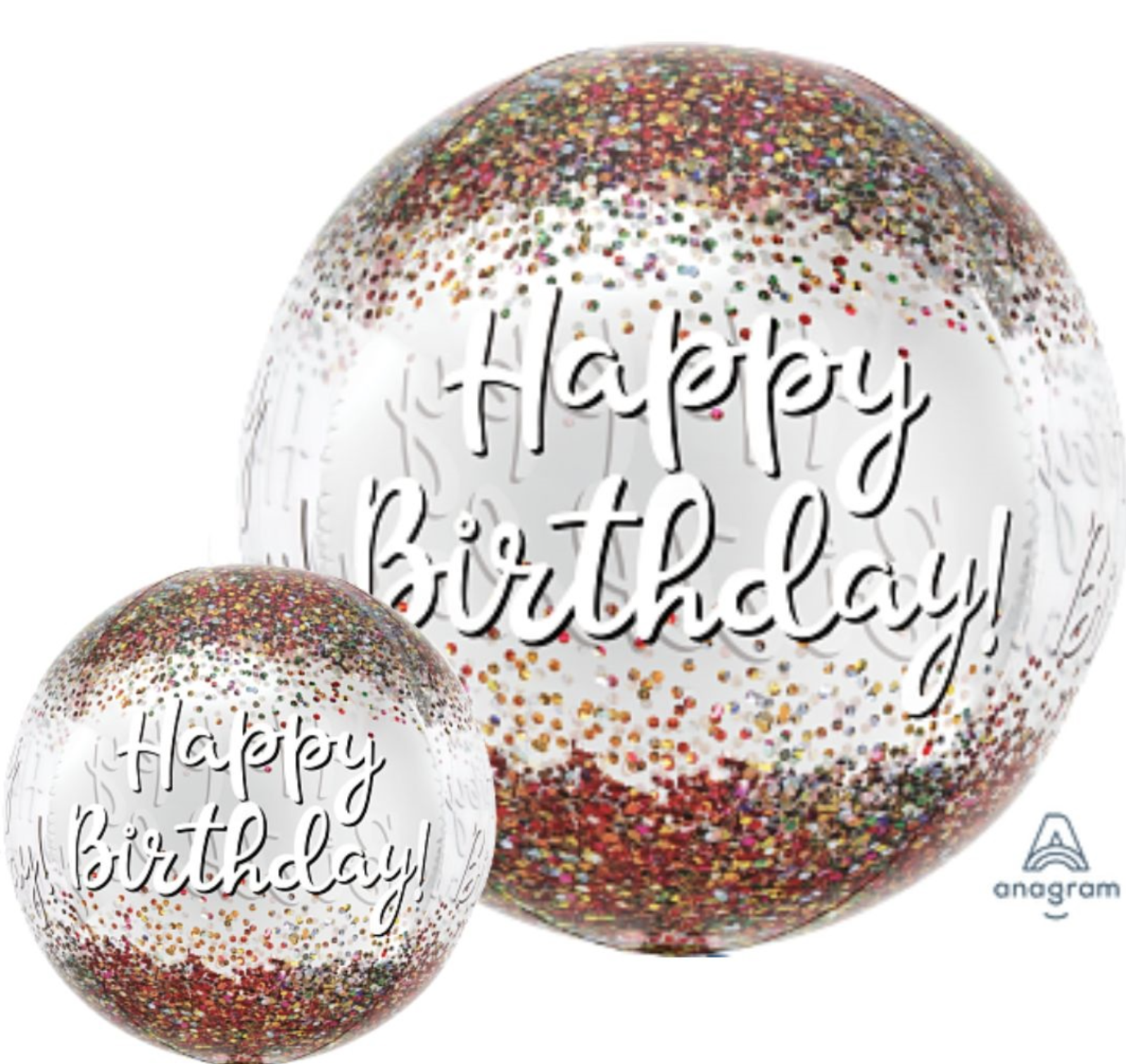 XL Folienballon Orbz - Happy Birthday, Konfetti - ø 40cm